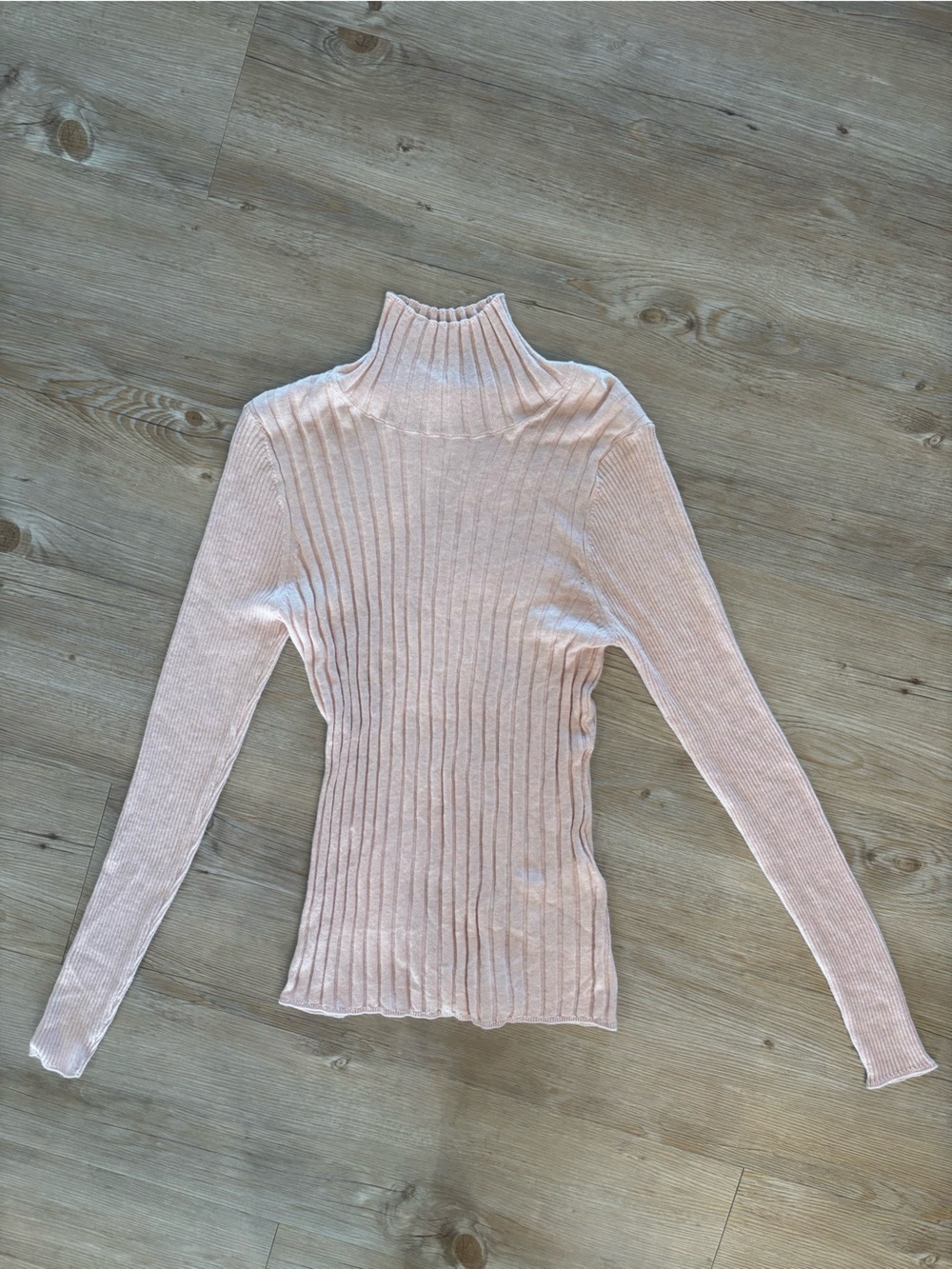 White House Black Market Ribbed Long Sleeve Top - Light Pink